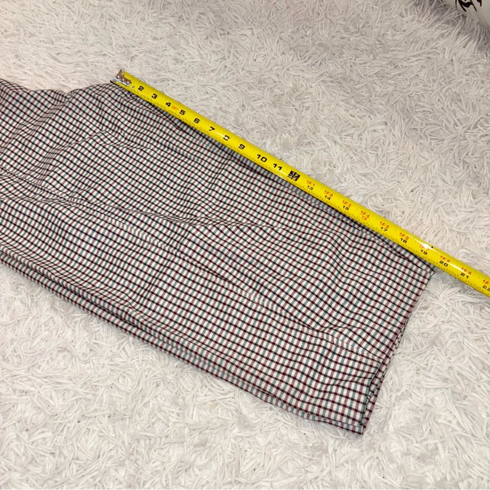 Urban Outfitters Plaid Gingham wide leg cropped trouser pants purple green 4 - Picture 8 of 8